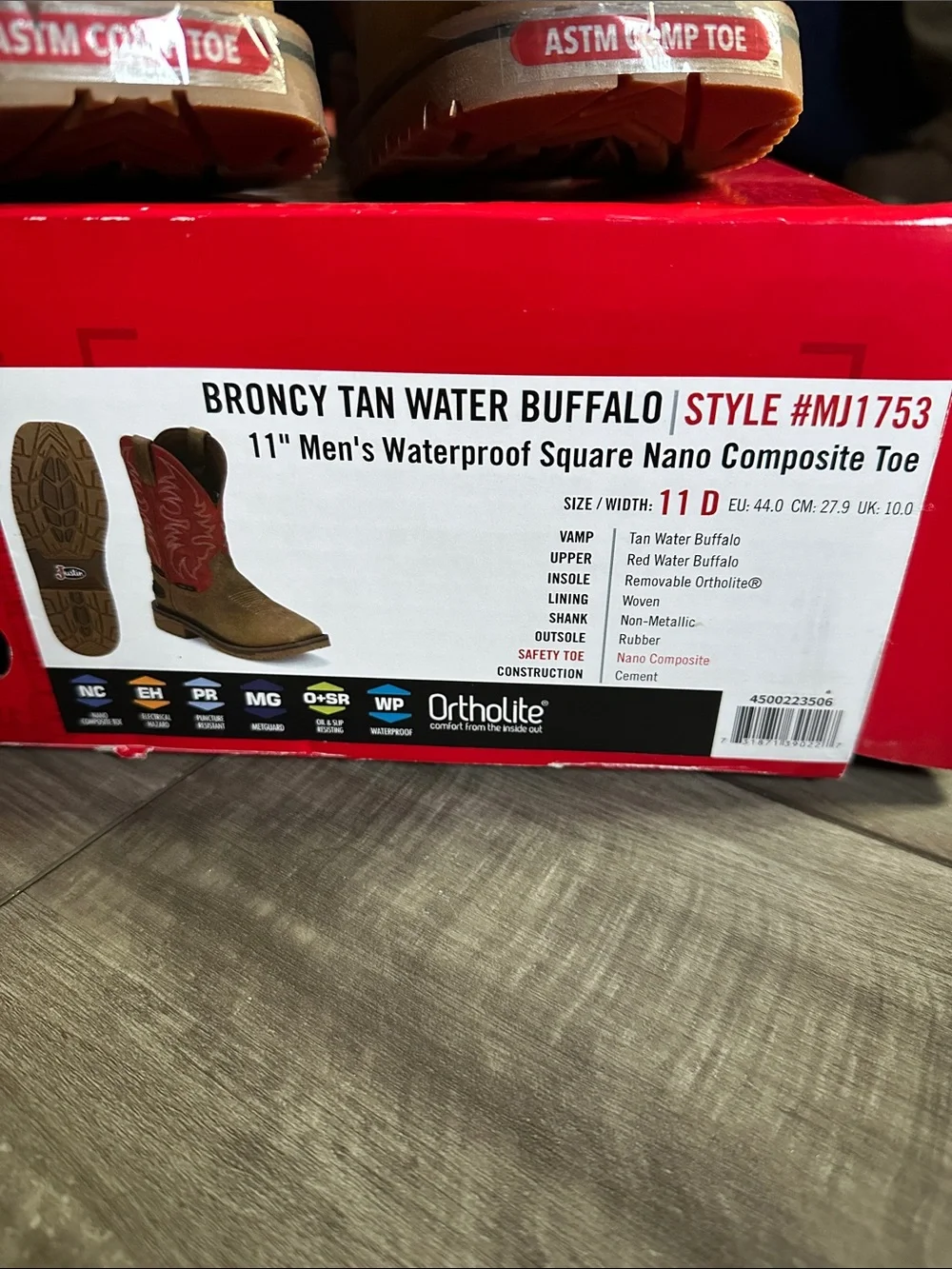 Justin Boots Two-Tone Tan & Red Work Cowboy Boots